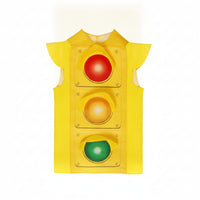 Sleeveless Traffic Light Costume Vest Front Opening Yellow Traffic Light Vest Wide Shoulder Flaps Stoplight Costume Printed Panel for Children, Kids, Role-Play, Stage, Performance