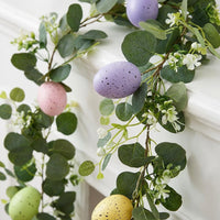 Easter Garland Realistic Look Easter Egg Garland Soft Touch Eucalyptus Leaf Vine for Crafters, Party Planners, Mantelpiece, Staircase, Stair Railings