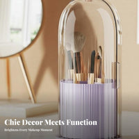particleprotective Cover Rotating Brush Canister with Lid Compartmented Design Rotating Brush Holder with Lid Space Saving Makeup Organizer Large Capacity for cosmetic aficionados, Women, Dressing Table, vanity table, Desktop, Bathroom Counter