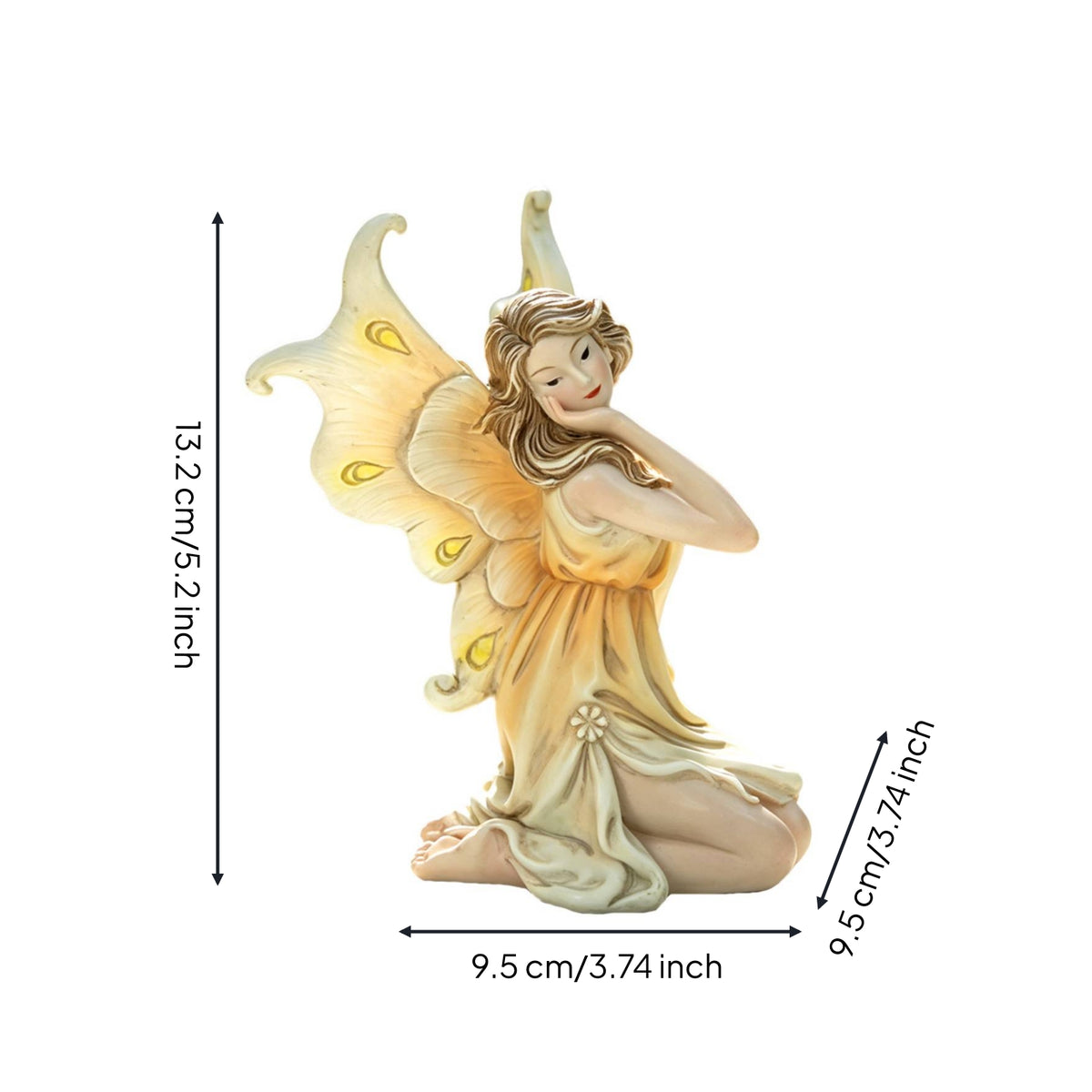 Kneeling Fairy Statue Whimsical Fairy Figurine with Appendages Elegant Ornament for Gardeners, Collectors, Bonsai