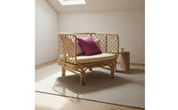 Handwoven Rattan Loveseat Handmade Wicker Loveseat Boho Design Woven Cane Sofa Ergonomic Design for Living Room, Villa, Guesthouse, Patio