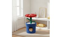 Flower Pot Pet House Enclosed Cat House with Scratching Post Cozy for Small Dogs