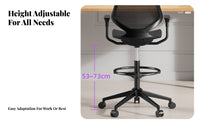 Lumbar Support Rolling Drafting Chair Adjustable Height Ergonomic High-Back Mesh Chair With Foot Ring Office Furniture 360° Swivel for Students, Architects, Artists, Study Room, Studio, Reception Area