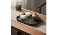 Chinese Style Tea Serving Tray warps Resistant Storage Tray Vintage Design Tableware Serving Platter for Living Room