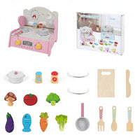 Wooden Culinary Playset Set Educational Pretend Cooking Playset Birthday Gift Toy Stovetop for Kids, Preschoolers