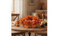 Wreath with Chrysanthemums Artificial Autumn Wreath Layered for Mantel