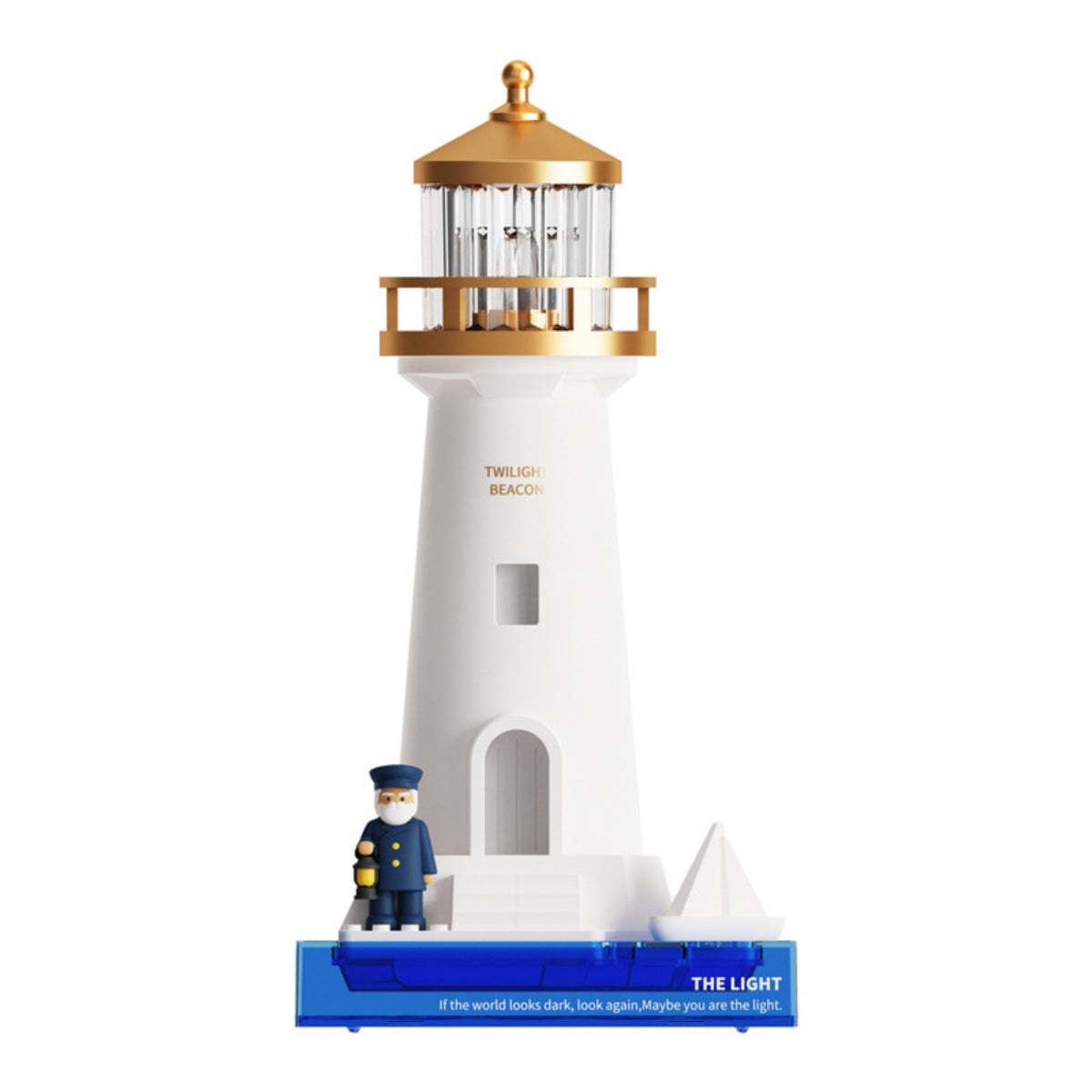 Lighthouse Night Light Tabletop Lighthouse Lamp Night Light with Sailor Figurine Ambient Sculptural for Bedroom, Bedside Table