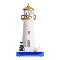 Lighthouse Night Light Tabletop Lighthouse Lamp Night Light with Sailor Figurine Ambient Sculptural for Bedroom, Bedside Table