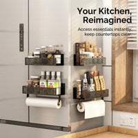 Fridge Organizer and Hanging Rack for Apartment Students, Carbon Steel Wall for Small Spaces