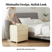 Light Luxury aesthetic 3-Tier Round Cabinet Modern Design Round Multi-Tier Side Table Space-Saving Nightstand Multifunctional for Apartment Dwellers, Homeowners, Students, Small Spaces, Living Room, Office, Nursery