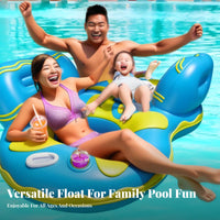 Long-Lasting PVC Material 2 Person Inflatable Lounger Easy to Inflate and Deflate Double Water Buoyant Platform Quick Inflation Valve