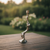 Taper Candle Holder Curved Candlestick with Weighted Base Aluminum Candle Holder with Weighted Base for Restaurant