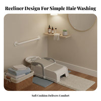Compact Storage Foldable Hair Washing Chair Ergonomic Design Home Shampoo Recliner Padded Cushion Portable Shampoo Lounger Hygienic for Women, Post-Surgery Patients, Bedridden, Bedroom, Living Room, Bathroom