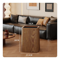 Rectangular Trash Can Wood-Grain Freestanding Trash Can Open-Top Dustbin Modern Open Lid Bin Decorative for Bedroom, Living Room