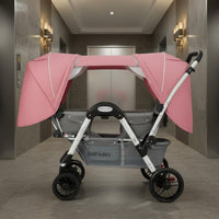Twin Infant Pram Adjustable Canopy Double Baby Stroller Foldable for Toddlers