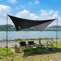 Camping Gear Tarp, Polyester, Black, 5000mm Waterproof, Outdoor Sun Shade