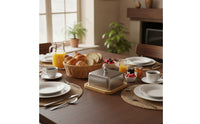 Stainless Steel Butter Dish Compact Butter Dish with Bamboo Tray Easy Clean Cheese Keeper Smooth for Countertop