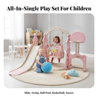 Safe Design Toddler Slide Swing Set Stable & Sturdy Toddler Slide and Swing Set Promotes Physical Skill Development 3 in 1 Kids Playset Rounded Border S for Toddlers, Parents, Indoors, Outdoor, Playroom, Living Room