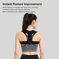 Adjustable Upper Back Posture Support, Black Textile Back Brace for Shoulder Alignment, Discomfort Relief, Body Shaping & Massage, Universal Fit