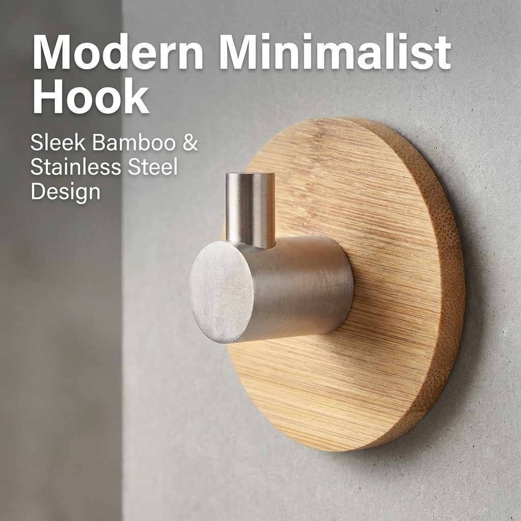 Bamboo Wall Hooks for Coats, Jackets, Hats, Scarves, Heavy Duty Wall Mounted Wood Hooks for Entryway Organization, Kitchen Utensil Hooks