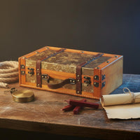 Retro Decorative Box Event Prop Antique Design Storage Chest Distressed Finish Vintage Wooden Box for Evasion Room Designers, Home Decor