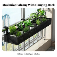 Space-Saving Hanging Planter Basket Easy Installation Hanging Railing Basket Adjustable fasteners Balcony Rack Anti-Rust for Apartment Dwellers, Gardeners, Homeowners, window framesill, window frame, Fence, Porch