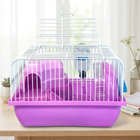 Hamster Cage Habitat Villa, Small Pet Enclosure with Wheel and Water Bottle, Square Shape Foldable Dwarf Hamster Kit Case