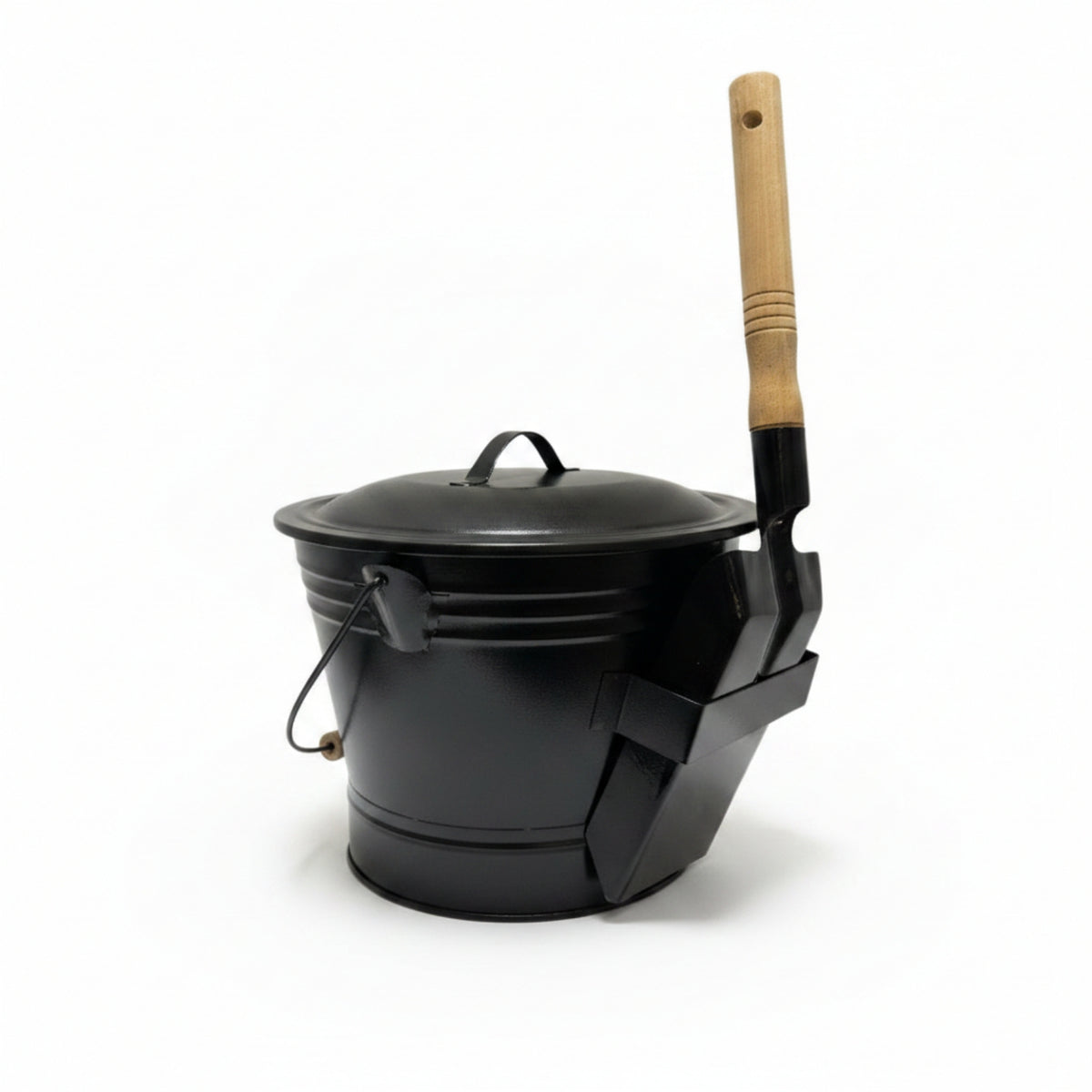 Ash Bucket with Lid and Wooden Grip Fireplace Bucket with Lid Covered for Homeowners
