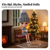 BJD Doll Winter Cap Soft and Soft Doll Tassel Hat Cute Design Tiny Woolen Yarn Hat for Hobbyists, Seasonal Display