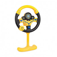 Driving Toy with Stand Floor-Standing Steering Wheel Toy with Base Simulation Steering Wheel Light and Sound Interactive