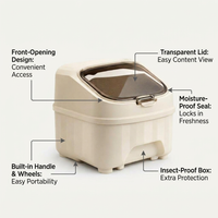 Rice Container Storage Measuring Cup Sealed, Rice Dispenser Container Cereal, Container Large Airtight Food, Food Grade Rice Dispenser