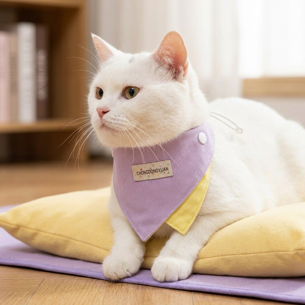 Dog & Cat Bandana, Birthday, Size S, Lilac, Canvas Fabric, Pet Accessory, Fits Neck Up to 30cm