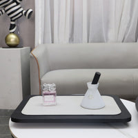 Modern Minimalist Wooden Leather Geometric Tray Decor for Living Room and Entryway