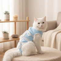 Cat Surgery Suit with Ties Back, Sleeveless Full Body Post Surgery Cat Clothes for Recovery, Anti-Licking Abdominal Area Cover