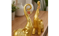 Gold Elephant Figurines Textured Elephant Ornaments Set
