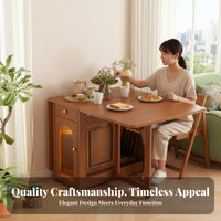 Folding Design Transformable Dining Cabinet Space-Saving Multi-Compartment Credenza Extendable Surface Sideboard Vintage aesthetic for Small Apartment Residents, Families, Homeowners, Kitchen, Living Room, Hallway, Entryway