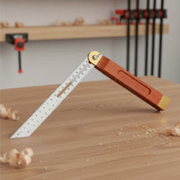 High Precision Woodworking Sliding T-Bevel Double-Sided Scale Sliding Angle Ruler Secure Locking Mechanism Adjustable Angle Gauge Brass Inlay for Craftsmen