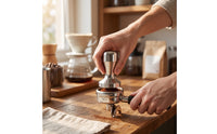 Stainless Steel Coffee Tamper with Flat Base Professional Espresso Tamper Weighted Press Polished for Baristas, Cafes