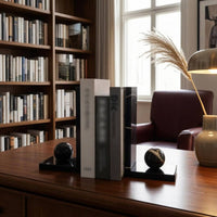 2 Pieces Marble Sphere Bookend Modern Chinese Design Book Holder Luxury