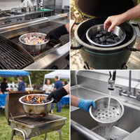 Stainless Steel Charcoal Grill Basin for BBQ Restaurants - Various Sizes