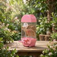 800ml Automatic-fill Avian Feeder, Hanging Small Avian Feeder for Cockatiels and Finches, Spill Resistant Feeder with Perch and Clip-on Mount