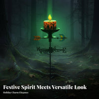 Decorative Halloween Candle Weathervane Candle Wind Vane 360° Rotation for Yard, Farm