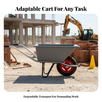 Quick Unloading Construction Wheelbarrow Thickened Basin Hauling Equipment sturdyDuty Hand Barrow Multi-Purpose for Landscapers, Gardeners, Homeowners, Farm, Outdoor tasks, Garden, Lawn Care