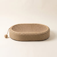 Cat Scratcher Bed with Ball Toy Natural Oval Cat Scratcher with Ball Interactive