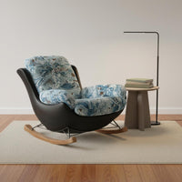 Rocking Recliner Chair Modern French Style Rocking Lounge Chair Soft Upholstery Lounge Armchair for Balcony, Reading Corner