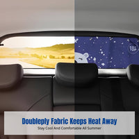 Car Rear Windshield Cartoon Sunshade Curtain, Double Layer, Heat Insulation, Suction Cup