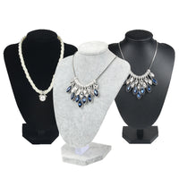 Velvet/PU Leather Mannequin Necklace Display Stand Jewelry Bust Holder for Showcases and Stores