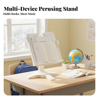 Multi-Angle Adjustment Adjustable Desktop Book Stand Multifunctional perusing Aid Handsunrestricted Use recipe & reference holder with comfortl with sheet holders for Office Workers, Professionals, Study Room, Desk, Library, Bedroom