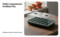 Transparent Lid 24 Cell Starter Tray Reusable Starter Tray with Dome Sturdy Mini Greenhouse Propagator Large Capacity Cells for Gardeners