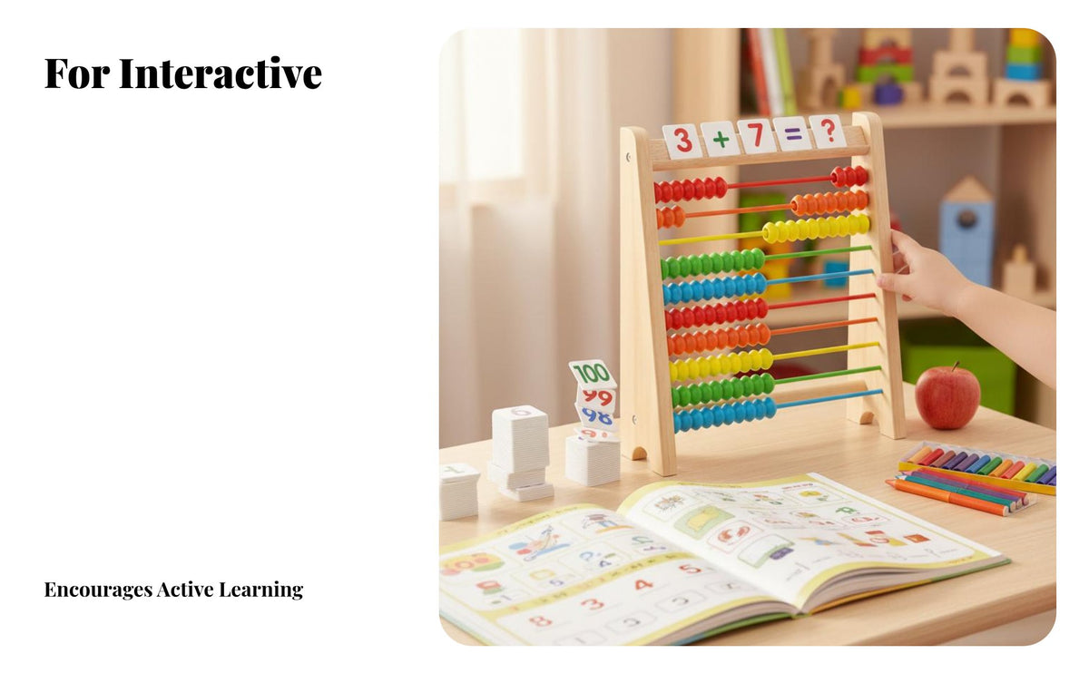 Early Education Educational Math Toy Effortless-Gliding Sliding Beads Wooden Abacus Parent-Child Interaction for Children, Toddlers